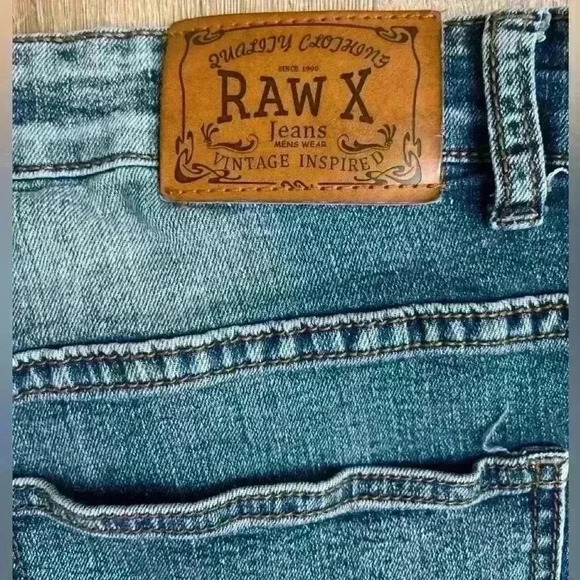 RawX Jeans Mens 36x30 Standard Y2K Denim Jeans Frayed Edge Decorative Stitch - Picture 7 of 14